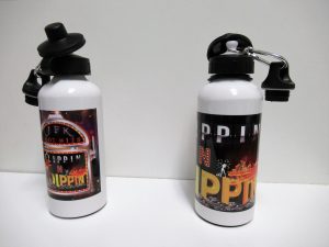 two water bottles side-by-side showing front and back