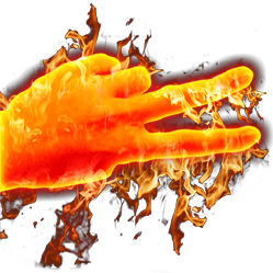 Flaming hand - Left Flippin n Dippin logo